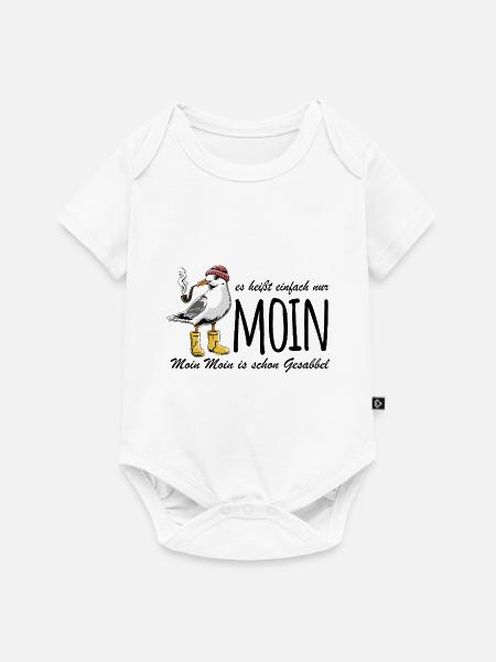 Möwe - Es heißt einfach nur Moin - Spruch - Baby Premium Kurzarmbody - Weiß