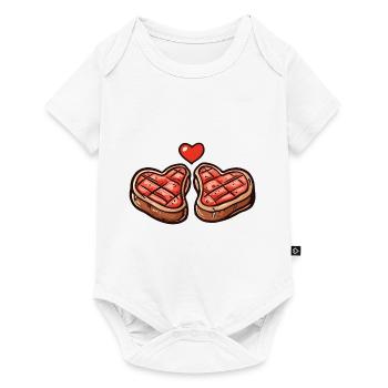 Steak Meat Grilling Couple Love Heart - Baby Premium short-sleeve bodysuit - white - Front