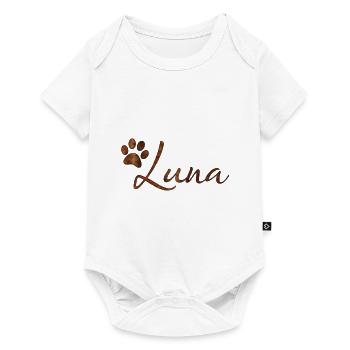 Luna name dog cat fur design with paw - Baby Premium short-sleeve bodysuit - white - Front