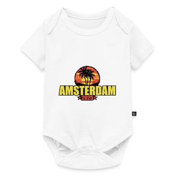Amsterdam 2025 Vacances Palmiers Coloré - Body à manches courtes Premium Bébé - blanc - Devant