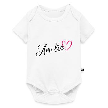 Amelie Last name First name Heart pink - Baby Premium short-sleeve bodysuit - white - Front
