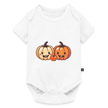 Kürbis Paar Liebe Herz Comic - Baby Premium Kurzarmbody - Weiß - Vorne