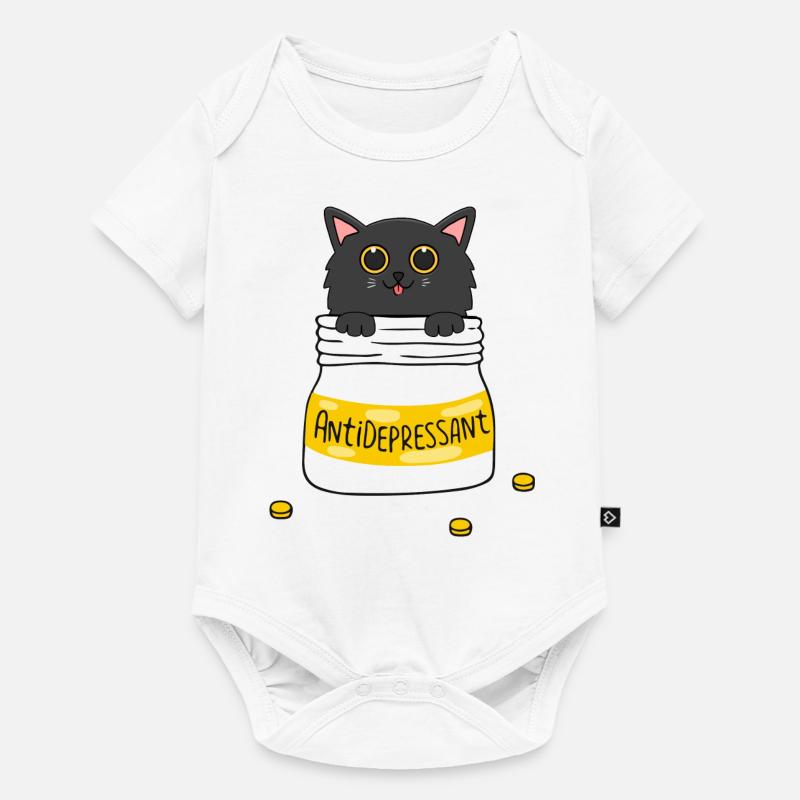 chat antidépresseur - Body à manches courtes Premium Bébé - blanc