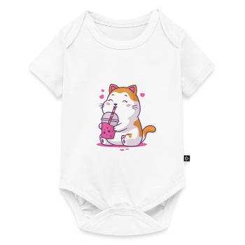 Bubble Tea Kitten Kawaii - Baby Premium short-sleeve bodysuit - white - Front