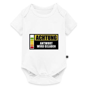 Achtung, Antwort wird geladen - Spruch - Baby Premium Kurzarmbody - Weiß - Vorne