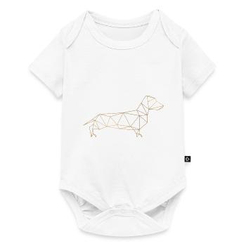 Geometric Wiener - geometric dachshund gold colored - Baby Premium short-sleeve bodysuit - white - Front