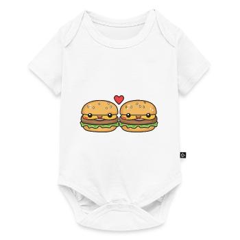 Burger Couple Love Heart Comic - Baby Premium short-sleeve bodysuit - white - Front
