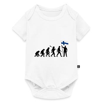 Finnland - Evolution - Flagge - Nation - Baby Premium Kurzarmbody - Weiß - Vorne
