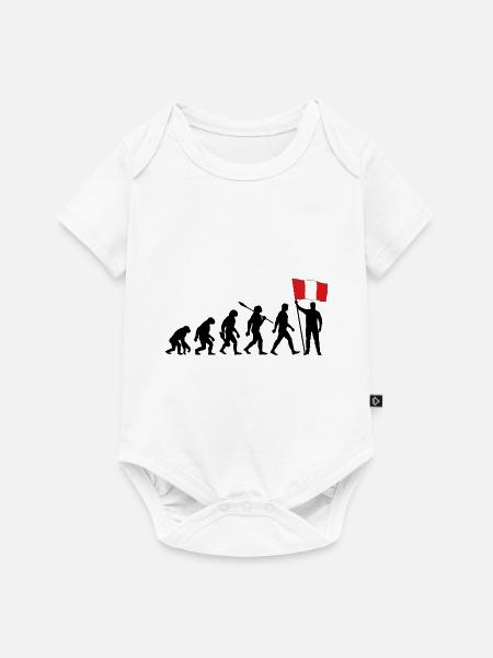 Peru - Evolution - Flagge - Nation - Baby Premium Kurzarmbody - Weiß