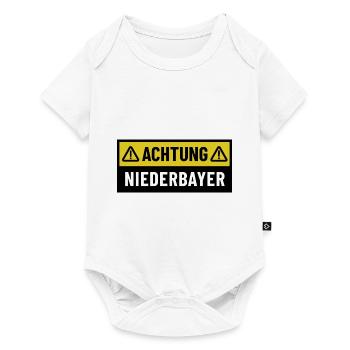 Achtung Niederbayer - Regionaler Spruch - Baby Premium Kurzarmbody - Weiß - Vorne