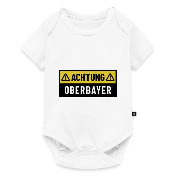 Achtung Oberbayer - Regionaler Spruch - Baby Premium Kurzarmbody - Weiß - Vorne