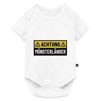 Achtung Münsterländer - Regionaler Spruch - Baby Premium Kurzarmbody - Weiß - Vorne