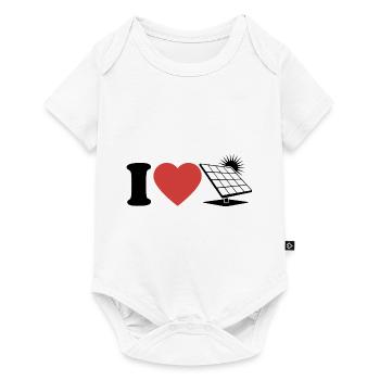 J’aime le photovoltaïque - Cœur - Énergie renouvelable - Body à manches courtes Premium Bébé - blanc - Devant