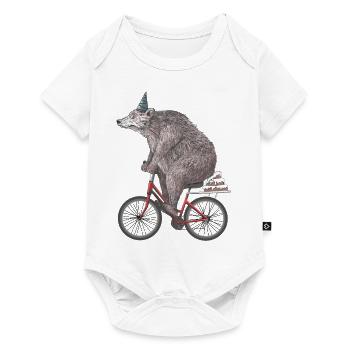 daddy bear riding a birthday day - Baby Premium short-sleeve bodysuit - white - Front