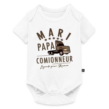 Mari papa camionneur légende pour maman - Body à manches courtes Premium Bébé - blanc - Devant