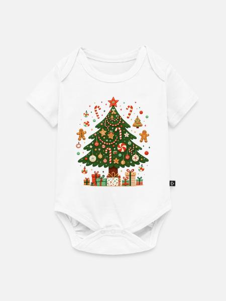 Kreativer Weihnachtsbaum - Baby Premium Kurzarmbody - Weiß