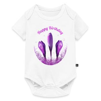 Crocus Joyeux Anniversaire Fleurs - Body à manches courtes Premium Bébé - blanc - Devant