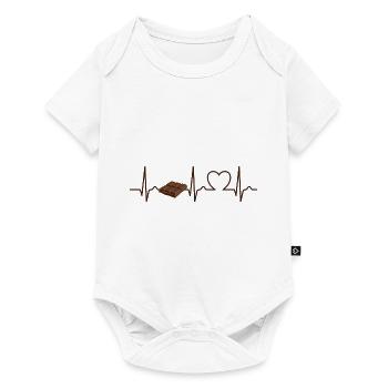 Courbe ECG - Courbe cardiaque - Pouls - Alimentation - Chocolat - Body à manches courtes Premium Bébé - blanc - Devant