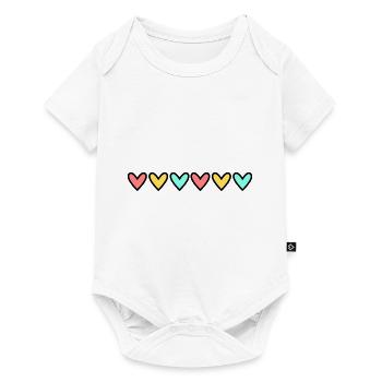HERZ. HERZ. VALENTINSTAG. LIEBE. LIEBE. HERZ - Baby Premium Kurzarmbody - Weiß - Vorne