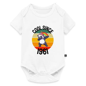 Cool depuis 1961 Retro Dabbing Panda 61ème anniversaire - Body à manches courtes Premium Bébé - blanc - Devant
