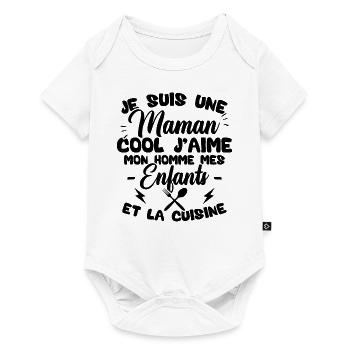 Une maman cool j'aime mon homme et la cuisine - Body à manches courtes Premium Bébé - blanc - Devant