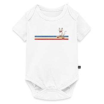 Skateboarding Katze - Baby Premium Kurzarmbody - Weiß - Vorne