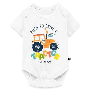 Born to drive a tractor with mom birth - Baby Premium short-sleeve bodysuit - white - Front