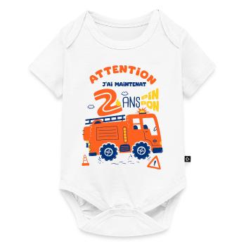 pompiers pour enfants 2 ans anniversaire - Body à manches courtes Premium Bébé - blanc - Devant