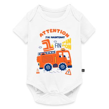 pompiers pour enfants 1er anniversaire 1 an - Body à manches courtes Premium Bébé - blanc - Devant