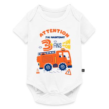 pompiers pour enfants 3 ans anniversaire - Body à manches courtes Premium Bébé - blanc - Devant