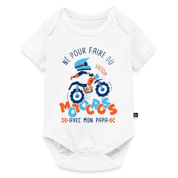 Né pour faire du motocross avec mon papa - Body à manches courtes Premium Bébé - blanc - Devant