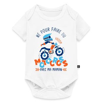 Né pour faire du motocross avec ma maman - Body à manches courtes Premium Bébé - blanc - Devant