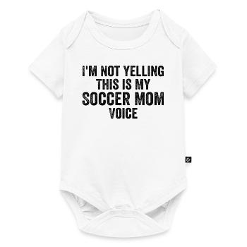 Lustige Fußball-Mutter-Stimme - Baby Premium Kurzarmbody - Weiß - Vorne