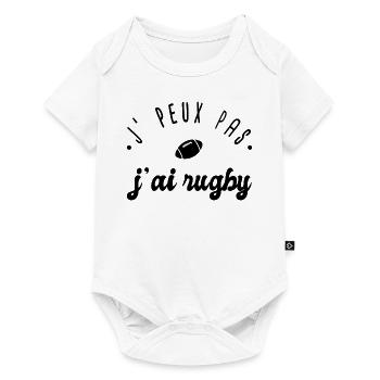 J'peux pas j'ai rugby cadeau humour sport Rugby - Body à manches courtes Premium Bébé - blanc - Devant