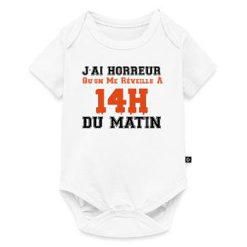 j'ai horreur qu'on me réveille à 14h du matin - Body à manches courtes Premium Bébé - blanc - Devant