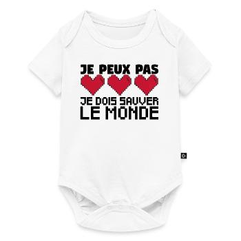 je peux pas je dois sauver le monde. jeux vidéo. - Body à manches courtes Premium Bébé - blanc - Devant