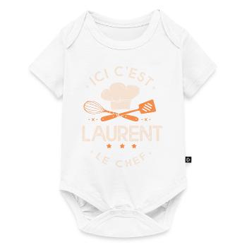 Laurent Chef Ici c est laurent le chef cuisinier - Body à manches courtes Premium Bébé - blanc - Devant