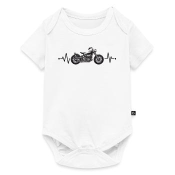 Motorcyclist Heartbeat Line Motorcycle Gift - Baby Premium short-sleeve bodysuit - white - Front