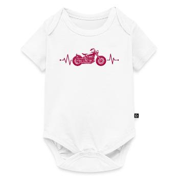 Motorcyclist Heartbeat Line Motorcycle Gift - Baby Premium short-sleeve bodysuit - white - Front