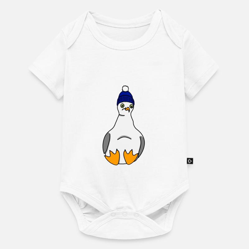 Mouette avec chapeau - Oiseau, Mer, Mer Baltique - Body à manches courtes Premium Bébé - blanc