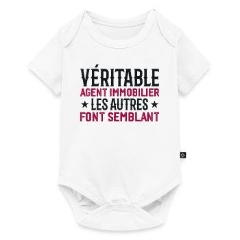Véritable agent immobilier Cadeau Humour - Body à manches courtes Premium Bébé - blanc - Devant
