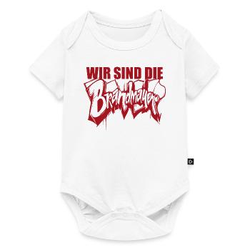 Wir sind die Brandmauer, Gegen Rechts, gegen Hetze - Baby Premium Kurzarmbody - Weiß - Vorne