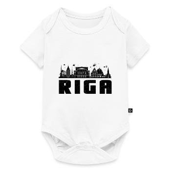 Portrait de la ville de Riga et cadeau de vacances - Body à manches courtes Premium Bébé - blanc - Devant