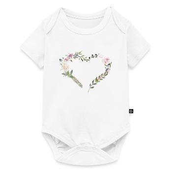Le coeur de fleurs peut être personnalisé - Body à manches courtes Premium Bébé - blanc - Devant
