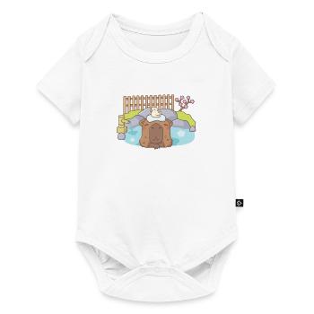 Cute Capybara Enjoying Onsen Hot Spring - Baby Premium short-sleeve bodysuit - white - Front