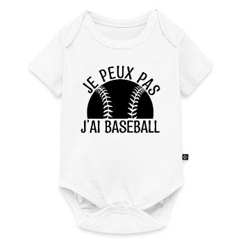 Je peux pas j'ai baseball. joueur de baseball. - Body à manches courtes Premium Bébé - blanc - Devant