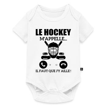 le hockey m'appelle...il faut que j'y aille ! - Body à manches courtes Premium Bébé - blanc - Devant