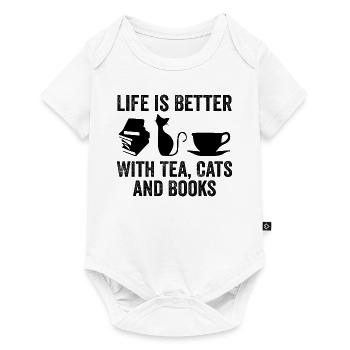 Life is Better With Tea Cats and Books, Cat Lovers - Body à manches courtes Premium Bébé - blanc - Devant