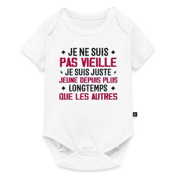 Je Ne Suis Pas Vieille Cadeau Anniversaire vintage - Body à manches courtes Premium Bébé - blanc - Devant