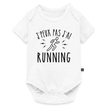 running je peux pas j'ai running coureur - Body à manches courtes Premium Bébé - blanc - Devant